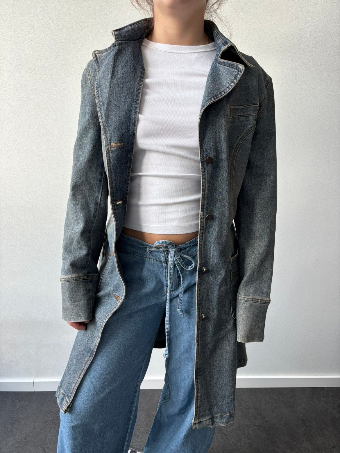 Denim trench jakke