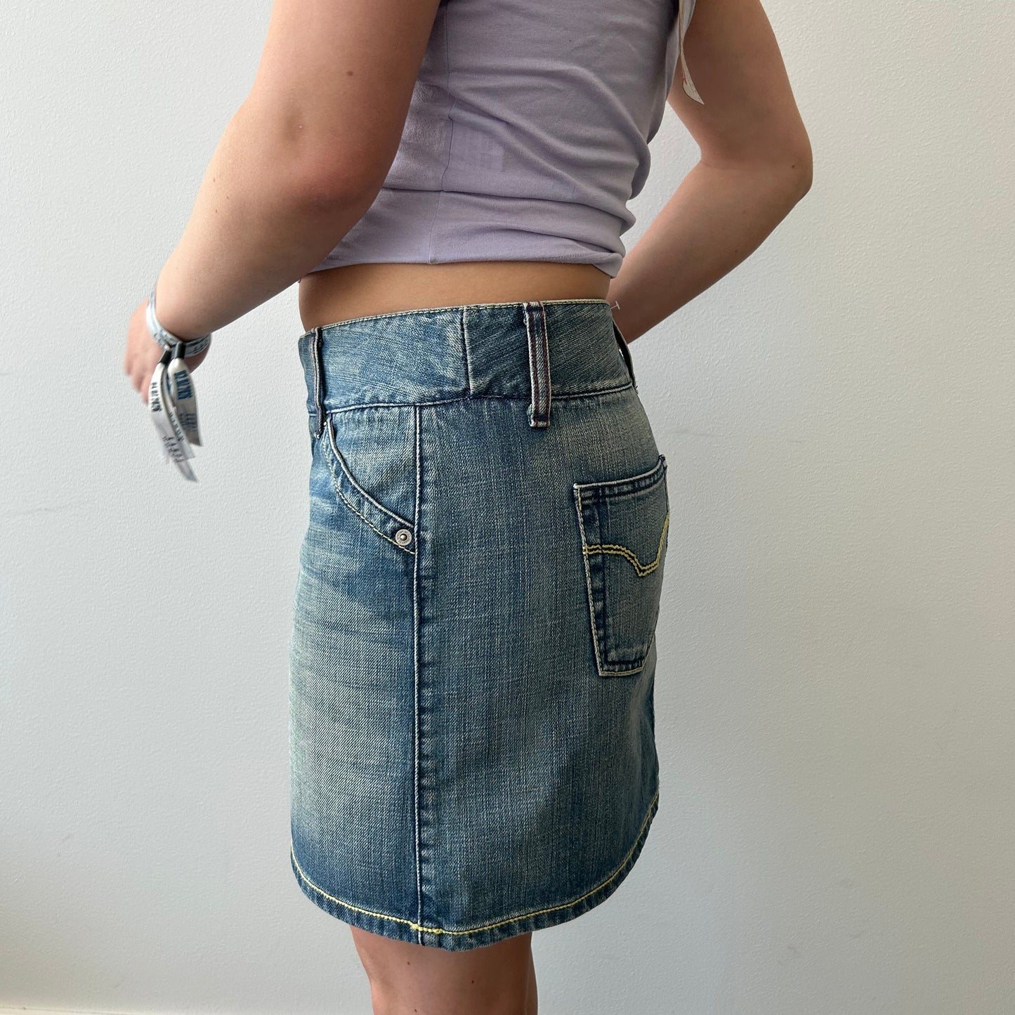 Belt denim skjørt