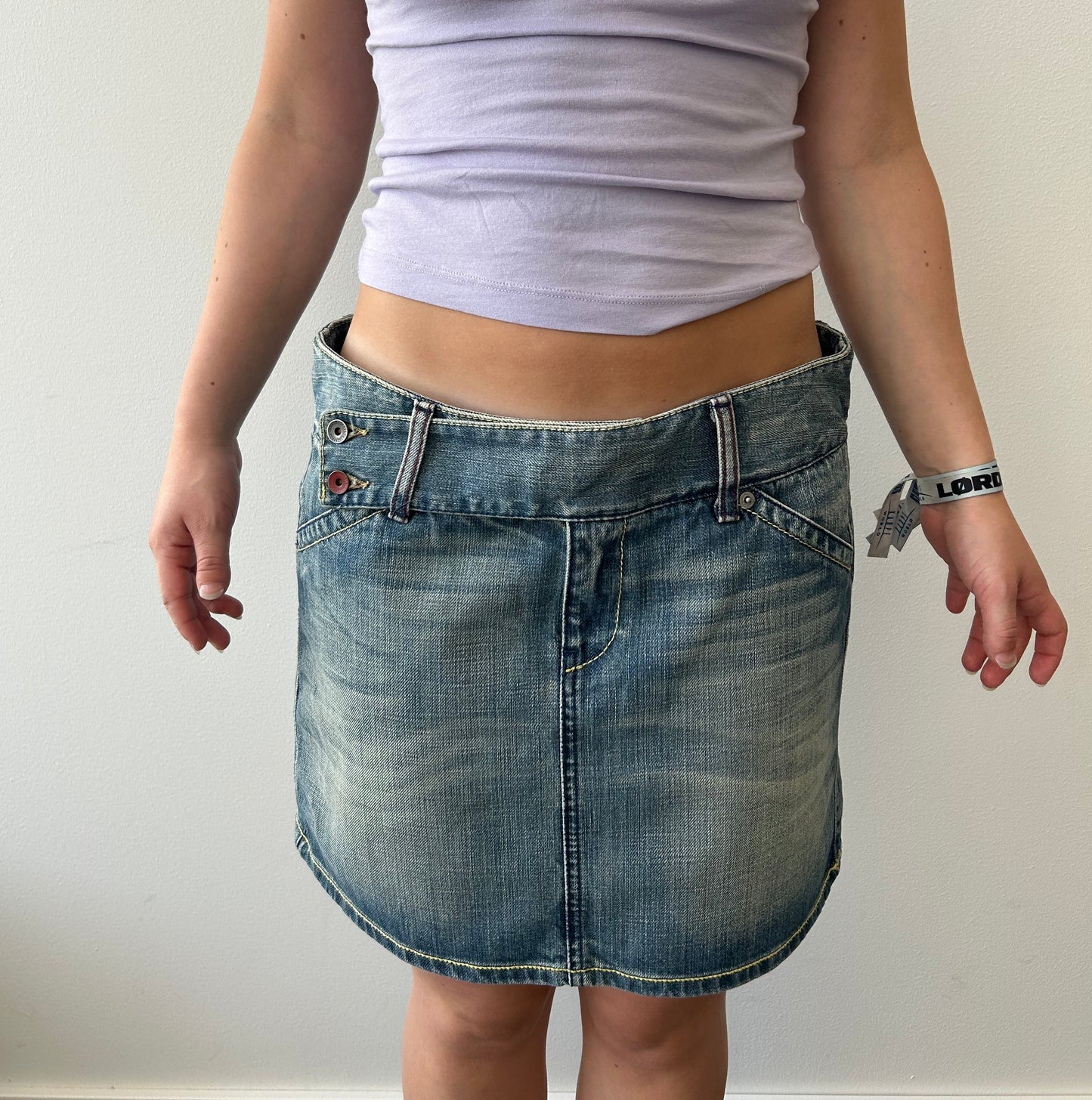 Belt denim skjørt