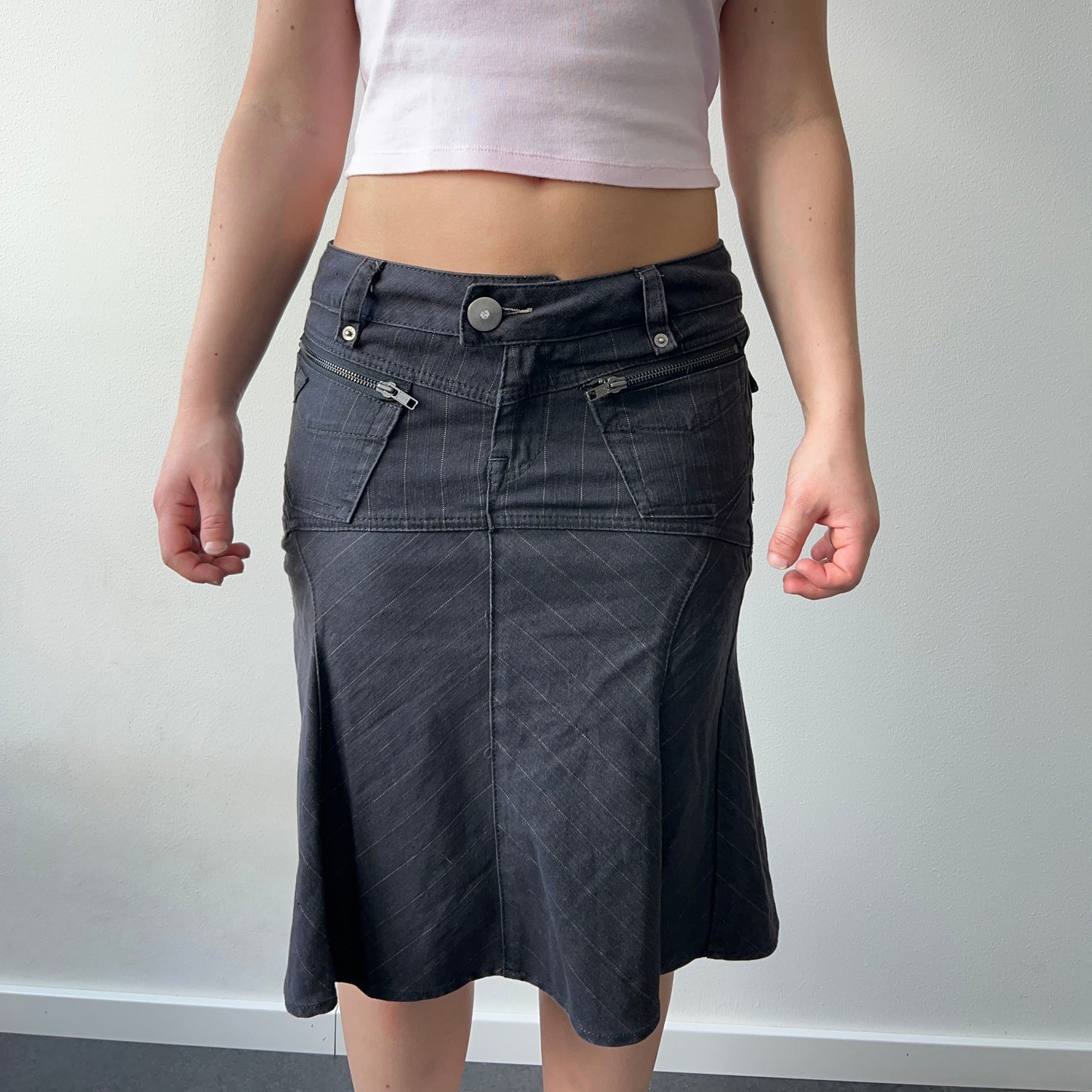 Midi denim skjørt