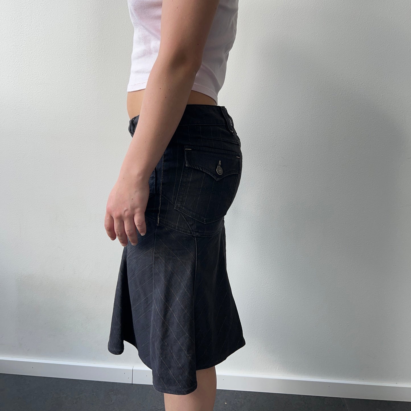 Midi denim skjørt