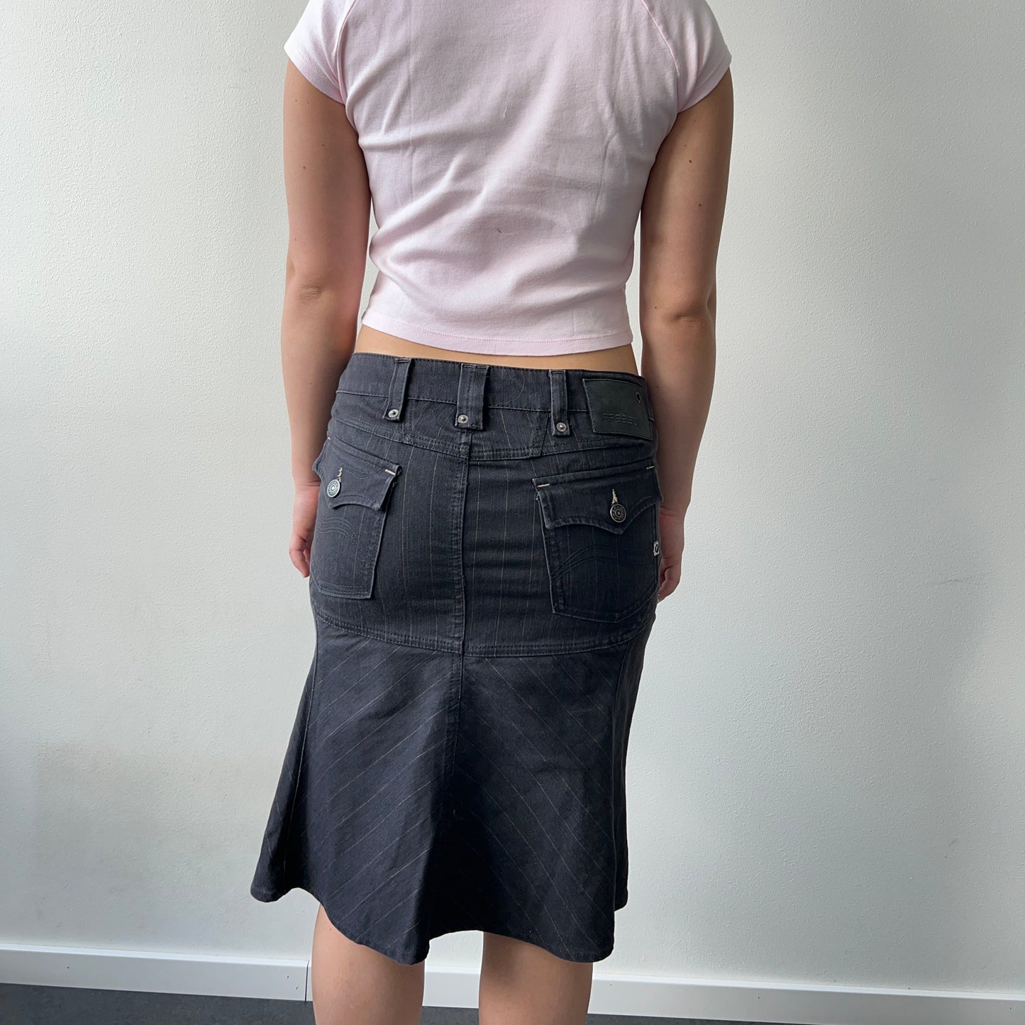 Midi denim skjørt