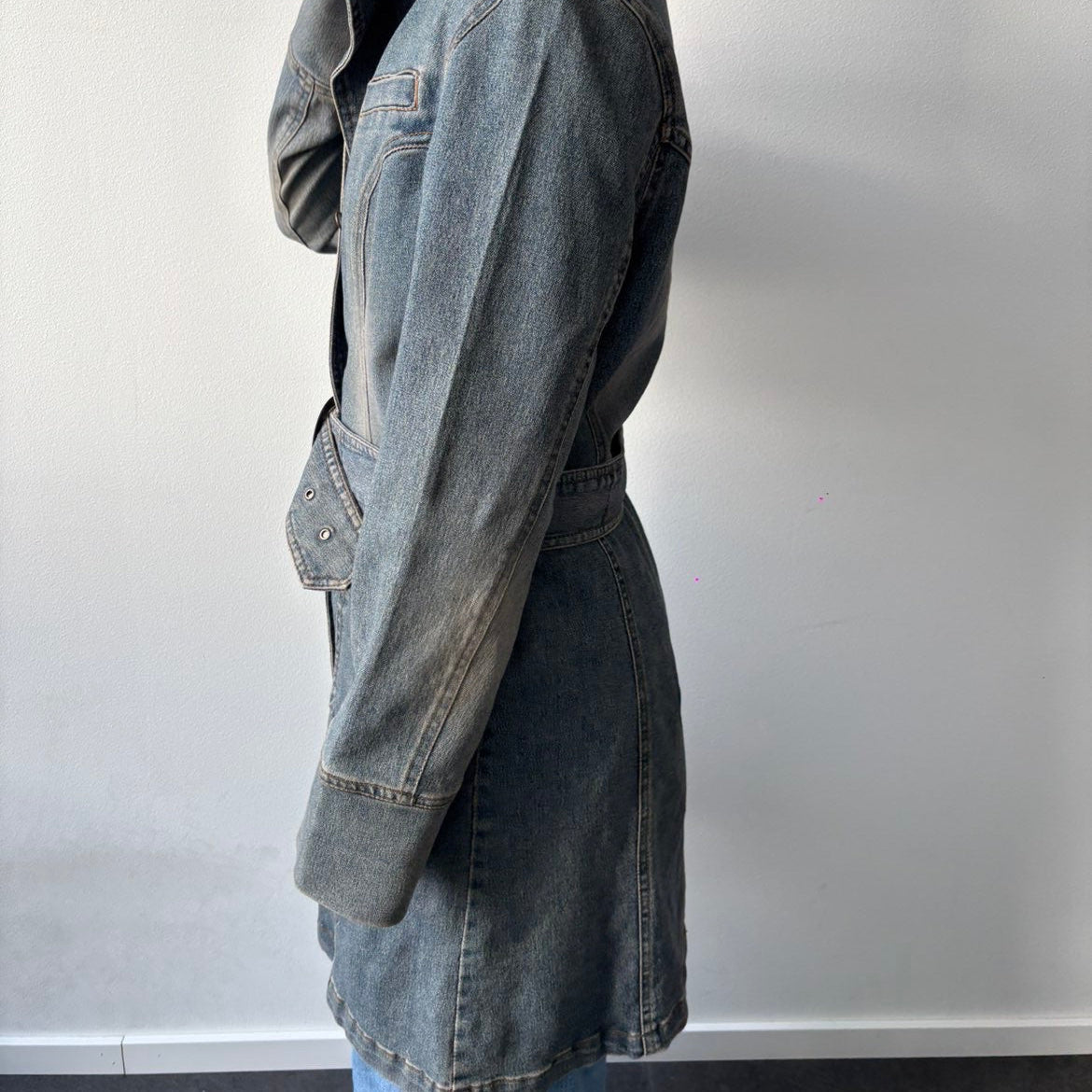 Denim trench jakke