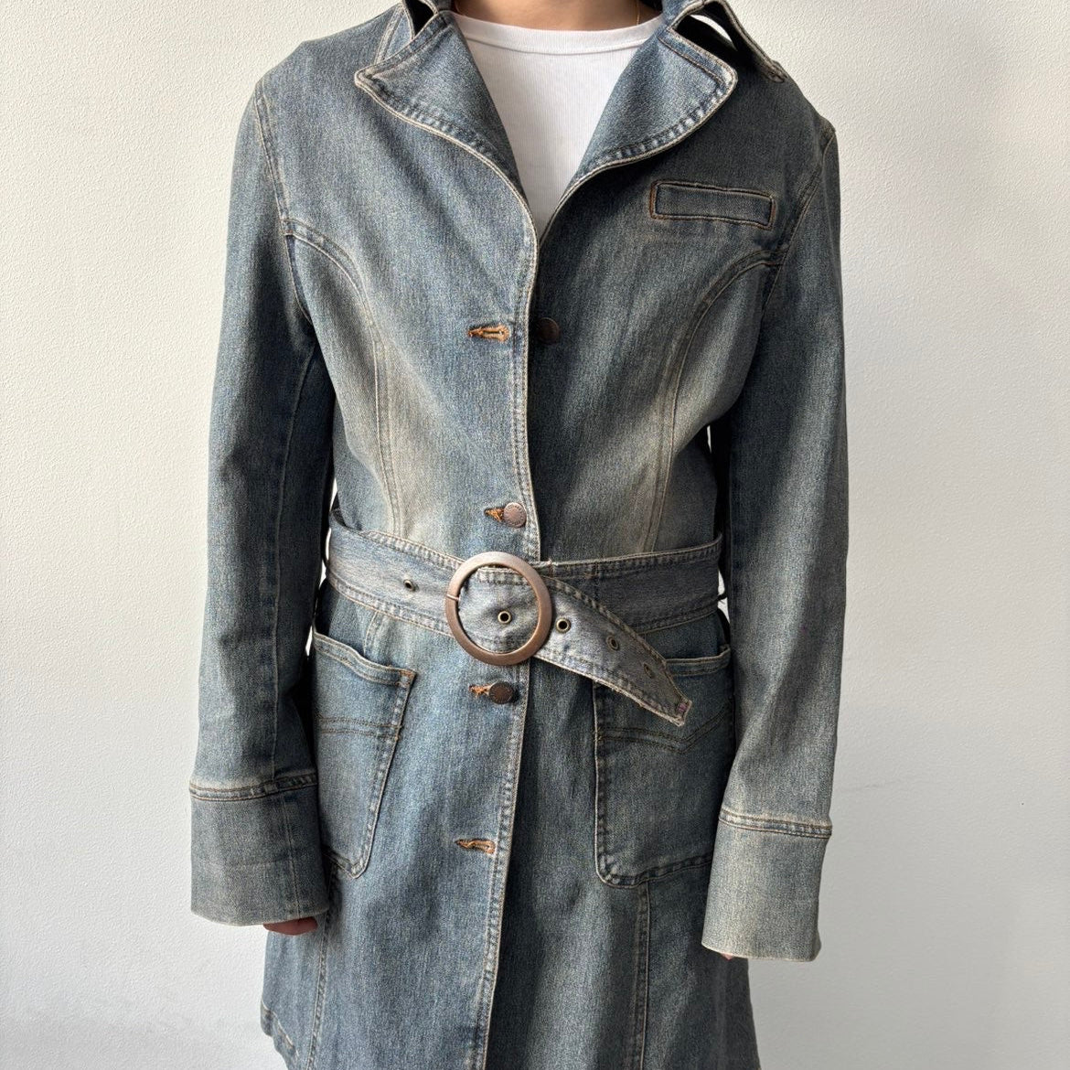 Denim trench jakke