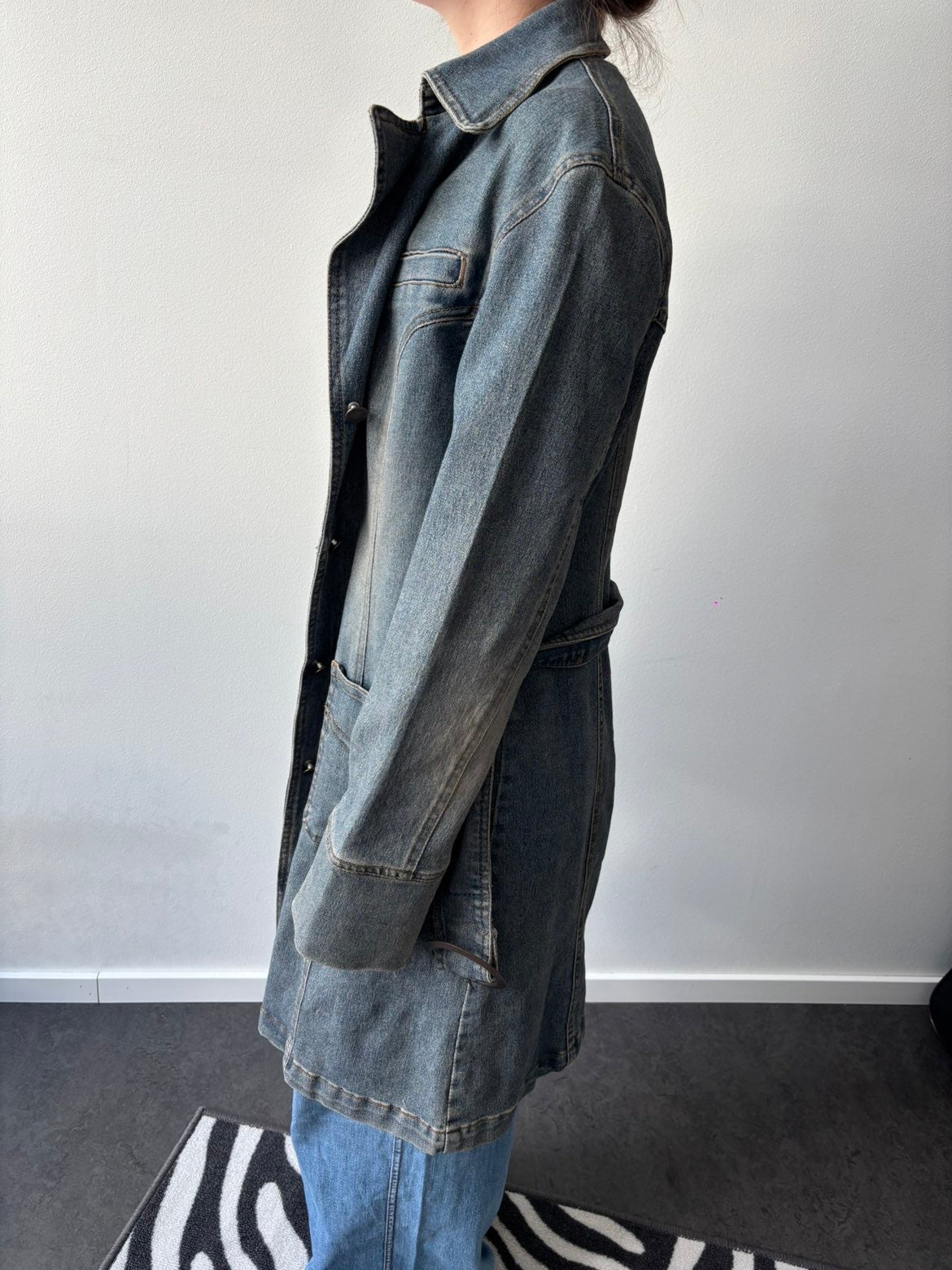 Denim trench jakke